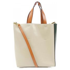 Bolsa de couro Marni SHMP0039Y0 LV639 Bege Verde