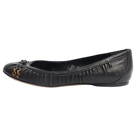 Dior Sapatilhas de balé de couro preto - tamanho EU 37 (UK 4) Preto