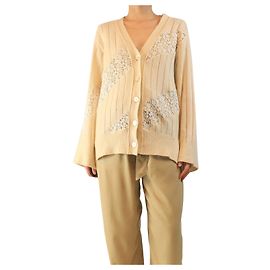 Stella Mc Cartney Creme Spitzen-Cardigan - Größe UK 10 Roh