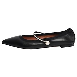 Aquazzura Sapatilhas pretas com pérolas Romy - tamanho EU 37,5 Preto