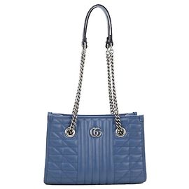 Gucci blaue Leder-Tote Blau