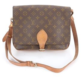 Louis Vuitton Monogram Cartouchiere Shoulder Bag Brown White Monogram
