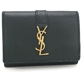 Saint Laurent Green Tri-fold Wallet Green