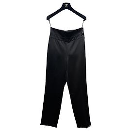 Black satin Chanel pants Black