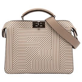 Bolsa Peekaboo ISeeU pequena de couro Zucca marrom Fendi Marrom Taupe