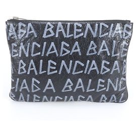 Clutch in pelle Carry Clip di Balenciaga Marrone Nero