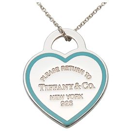 Tiffany & Co. Return to Hearts Necklace Silvery Blue