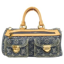 Borsa Boston Neo Speedy in denim Monogram Louis Vuitton Blu