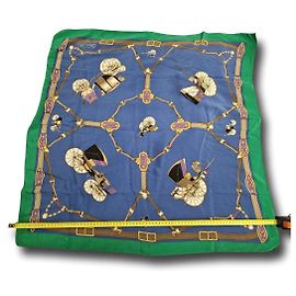 Hermès Paris Silk Scarf Blue Multiple colors Green