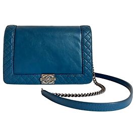 Chanel Boy handbag dark blue leather Dark blue