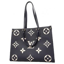 Borsa tote OnTheGo MM in pelle Monogram Empreinte bicolore Louis Vuitton Blu Crudo