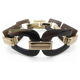Hermès NEUF BRACELET HERMES ECUYERE H100007FD00 T2 15.5 CM CORNE & DORE BANGLE Marron