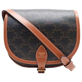 Céline NEW CELINE FOLCO TRIOMPHE CANVAS SHOULDER BAG 191502 Brown
