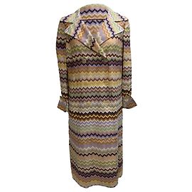 Missoni Zig-Zag Double-Breasted Coat in Multicolor Rayon Multiple colors