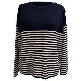 Pull rayé Max Mara Studio en viscose bleu marine Bleu Bleu Marine