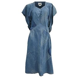 Comme Des Garcons Patchwork-Midi-Kleid aus blauer Baumwolle Comme Des Garçons X Junya Watanabe Blau