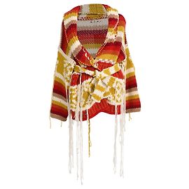 Cardigan à franges rayé Alanui en laine multicolore Multicolore