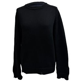 Distressed Strickpullover aus schwarzer Baumwolle von Saint Laurent Schwarz