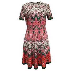 Abito Mini Floral-Intarsia in Seta Multicolore di Alexander McQueen Multicolore