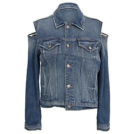 Frame Denim Frame Cold Shoulder Denim Jacket in Blue Cotton Blue