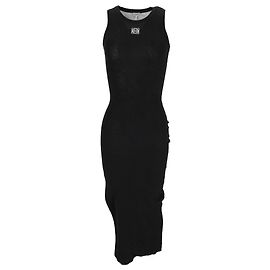 Loewe Strick-Midi-Kleid aus schwarzer Baumwolle Schwarz