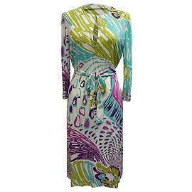 Robe midi à taille nouée avec imprimé graphique Emilio Pucci en viscose multicolore Multicolore