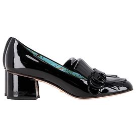 Gucci GG Marmont Mid-Heel Pumps in Black Patent Leather Black