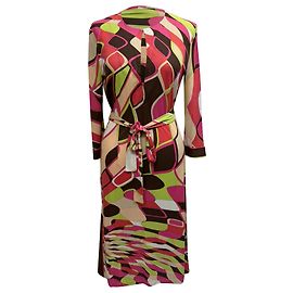 Robe midi à taille nouée avec imprimé graphique Emilio Pucci en viscose multicolore Multicolore