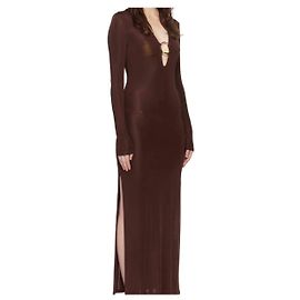 Autre Marque Brown Viscose Mesh Dress Brown