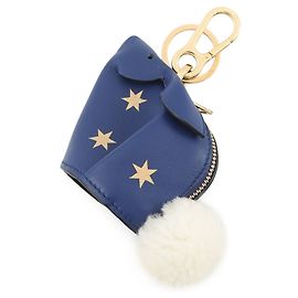 Charm per borsa Loewe in pelle con coniglio e stella blu e oro Blu D'oro