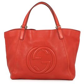Borsa Tote in Pelle Gucci Soho Interlocking G D'oro Arancione