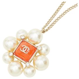 Collar de strass Chanel Coco Mark Dorado Naranja