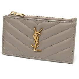Tarjetero Fragment Cassandra de Saint Laurent en gris Castaño