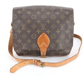 Louis Vuitton Monogram Cartouchiere MM Leather Shoulder Bag Brown Monogram