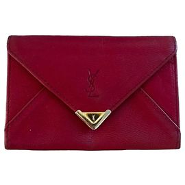 Yves Saint Laurent Cartera YSL de Cuero Rojo Roja