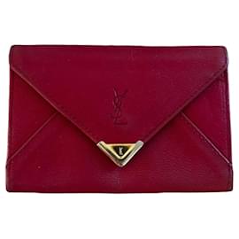 Yves Saint Laurent YSL Red Leather Wallet Red