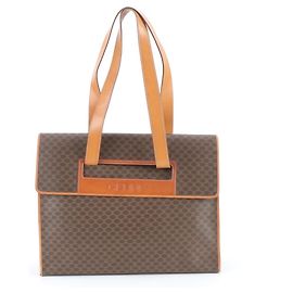 Céline Celine Macadam Leather Tote Bag Brown