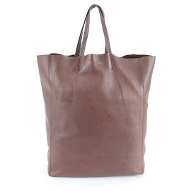 Céline Sac cabas horizontal en cuir Celine Marron Marron foncé