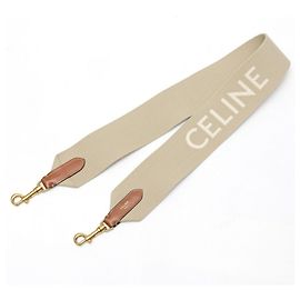 Céline Celine Jacquard Shoulder Strap 49S02 White Beige