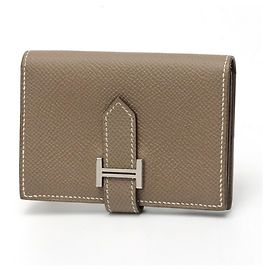 Hermès Bearn Mini-Kartenetui in Etoupe Grau Taupe