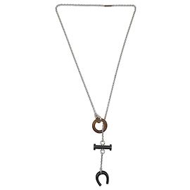 Hermès Metallische Halskette Mobile Equestre, Büffelhorn Hellbraun Dunkelbraun