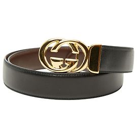 Cintura standard in pelle da uomo Gucci Marrone Nero
