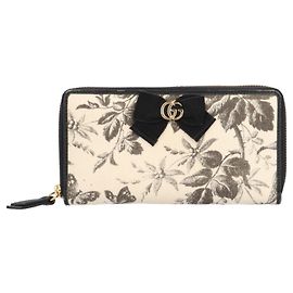 Cartera de lona con estampado Herbarium de Gucci Negro Beige