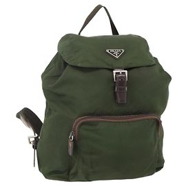 Mochila PRADA de nylon verde Auth 174836 Verde
