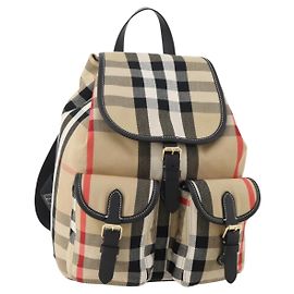 BURBERRY Nova Check Backpack Canvas Beige Auth 174343SAV Beige