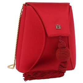 Borsa a Spalla LOEWE Raso Rosso Oro Auth 175159A Rosso D'oro