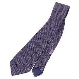 Hermès HERMES Necktie Silk Navy Auth 174890A Navy blue