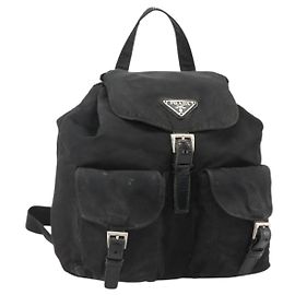PRADA Rucksack aus schwarzem Nylon mit silberner Authentizität YKZ1087 Schwarz Silber
