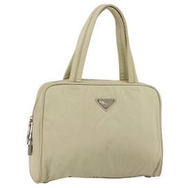 PRADA Borsa a mano in nylon avorio argento Auth 175267 Argento Crudo