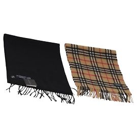 Sciarpa in cashmere Burberrys Nova Check 2 pezzi Nero Beige Auth 175006 Nero Beige